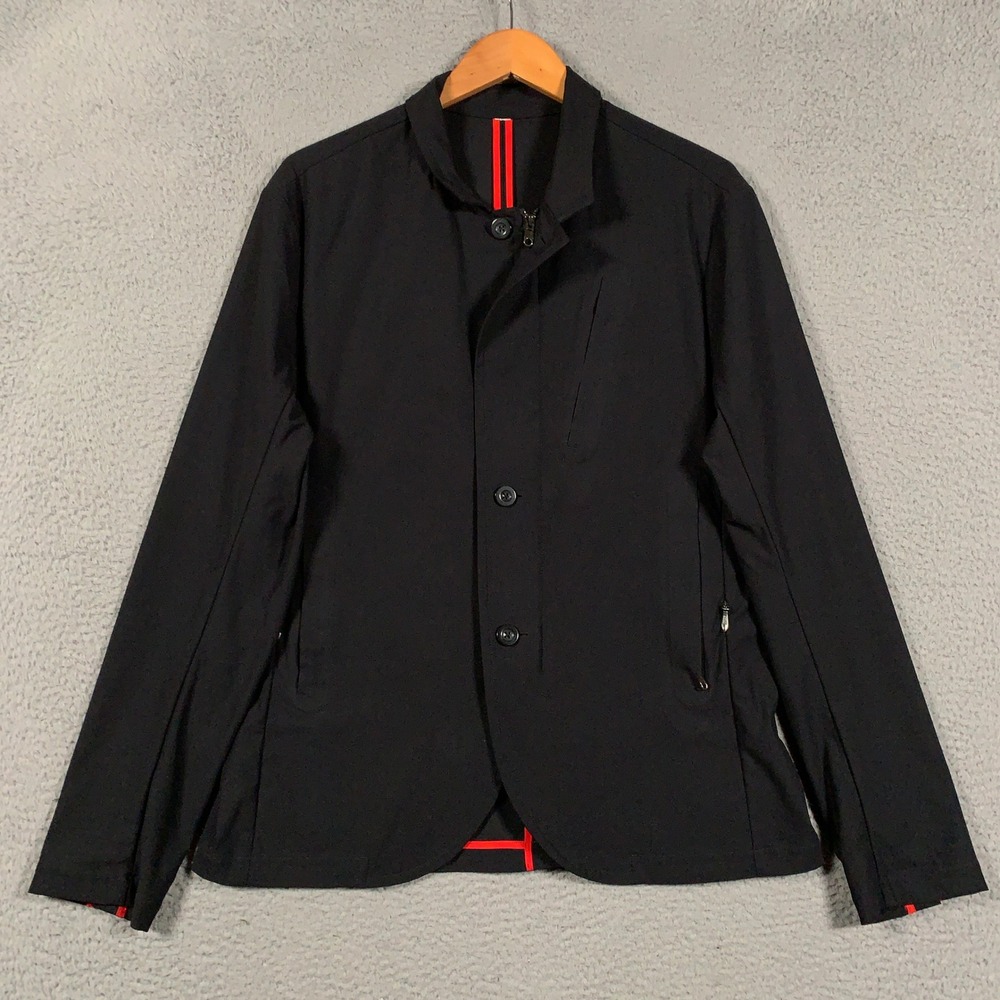 Lululemon Commission Blazer Jacket Men Large Black Technical Stretch Travel Coat